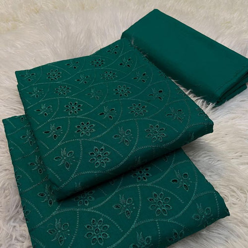 Bareezy 2PC Pure Lawn Chikankari Suit – Emerald Green