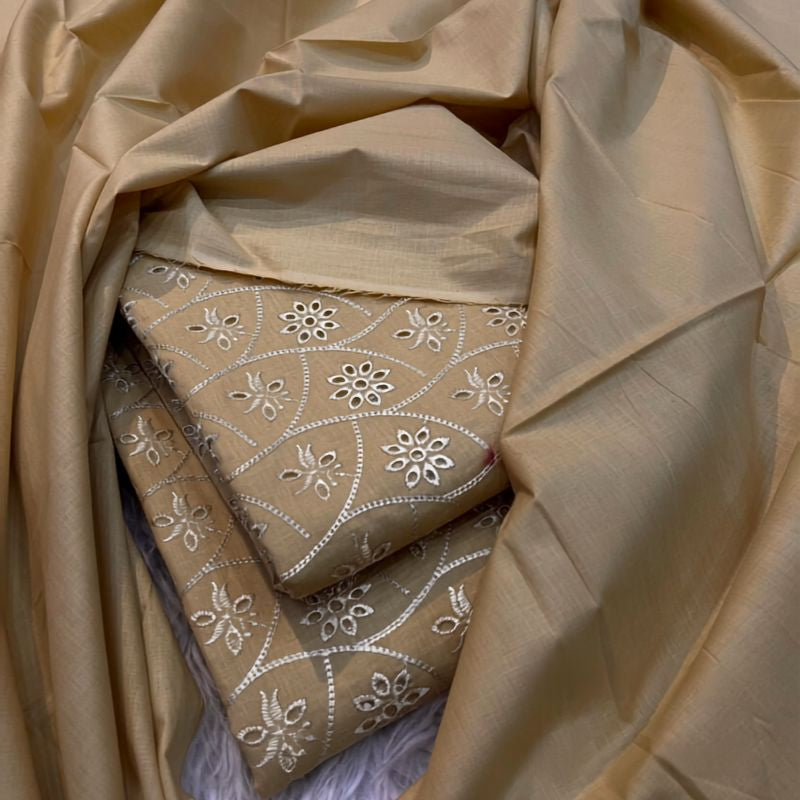 Bareezy 2PC Pure Lawn Chikankari Suit – Beige