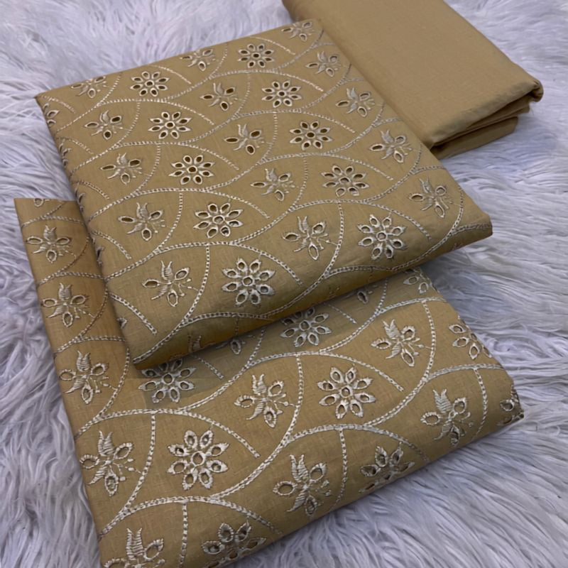 Bareezy 2PC Pure Lawn Chikankari Suit – Beige