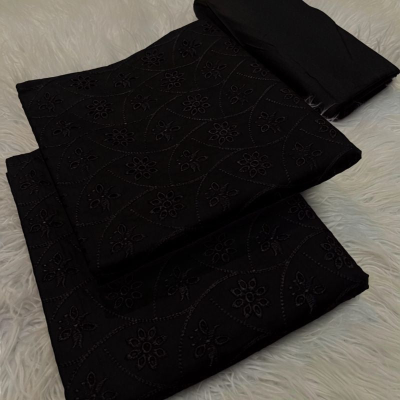 Bareezy 2PC Pure Lawn Chikankari Suit – Black