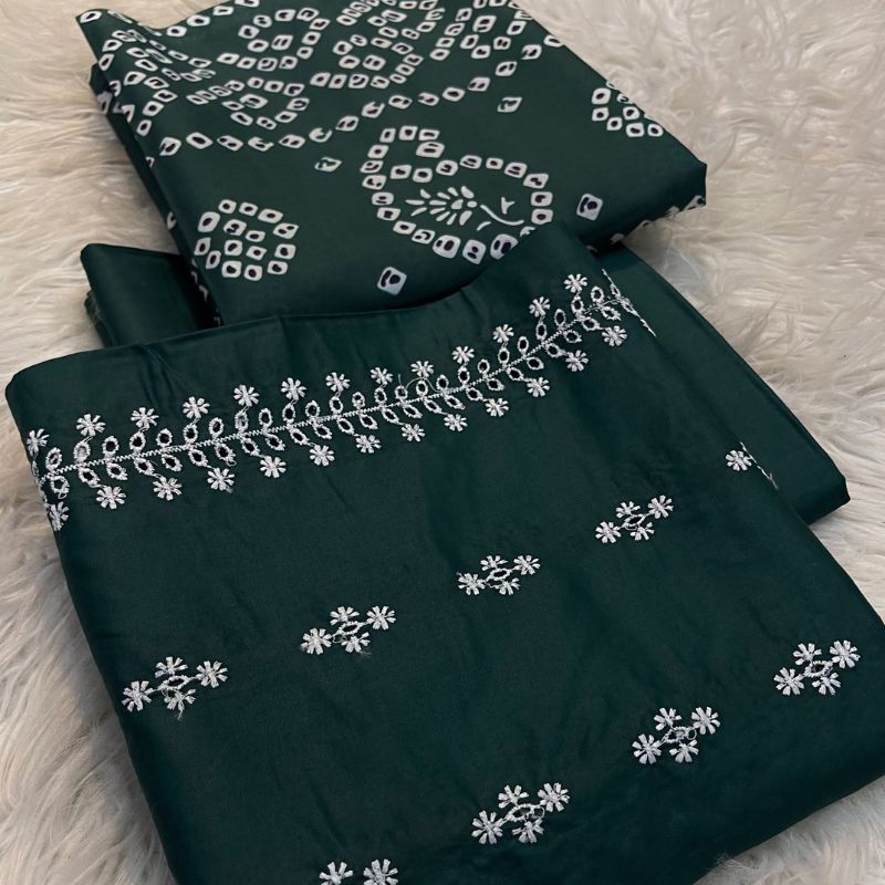 Bareezy 3PC Embroidered Lawn Cotton Suit – Dark Green