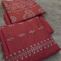 Bareezy 3PC Embroidered Lawn Cotton Suit – Coral Pink | Premium Unstitched Lawn Dress