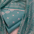 Bareezy 3PC Embroidered Lawn Cotton Suit – Sea Green | Digital Printed Dupatta