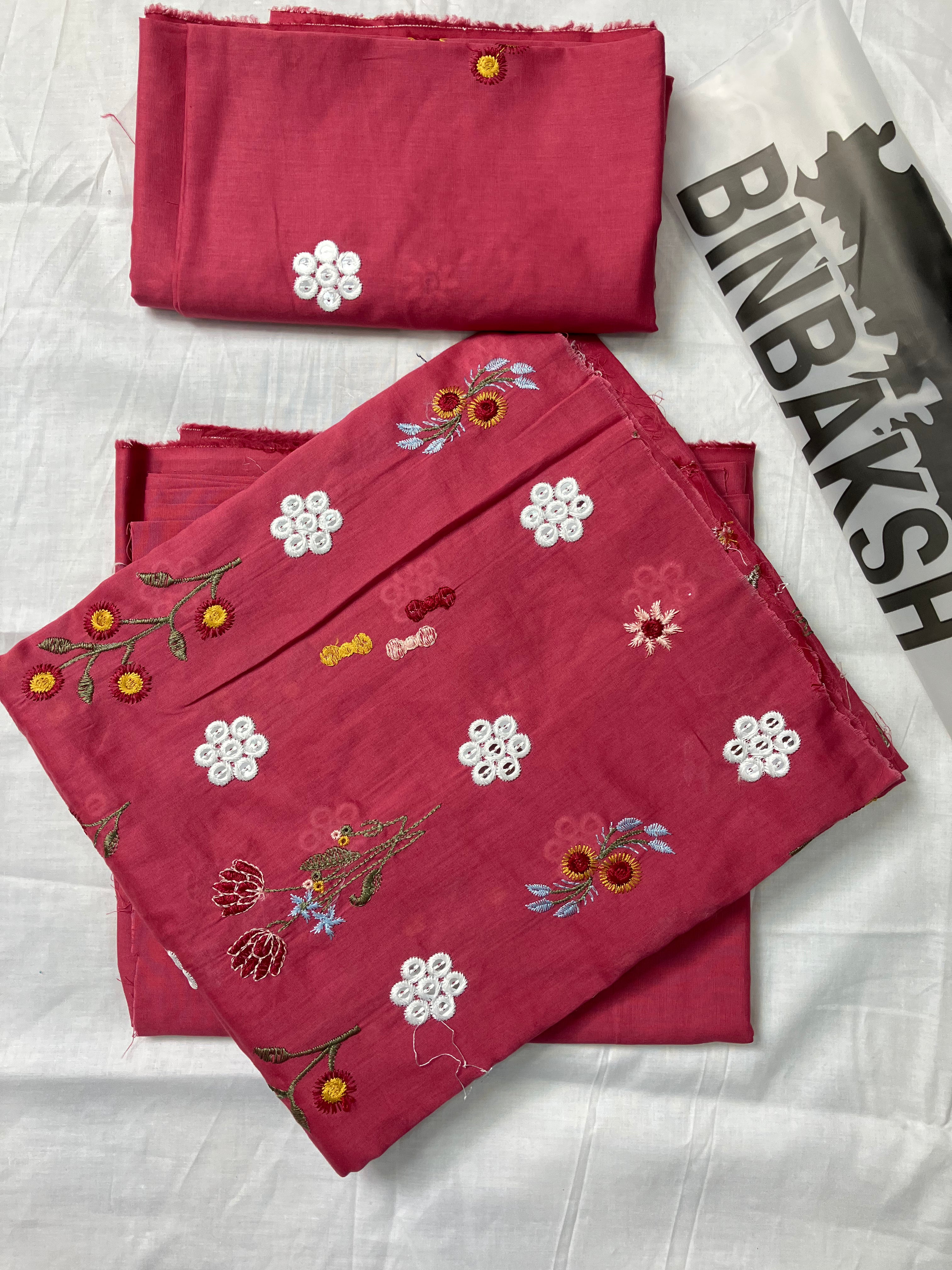 Bareeze Luxury 2 Piece Thread Embroidered Lawn Unstitched Suit (Tea Pink)