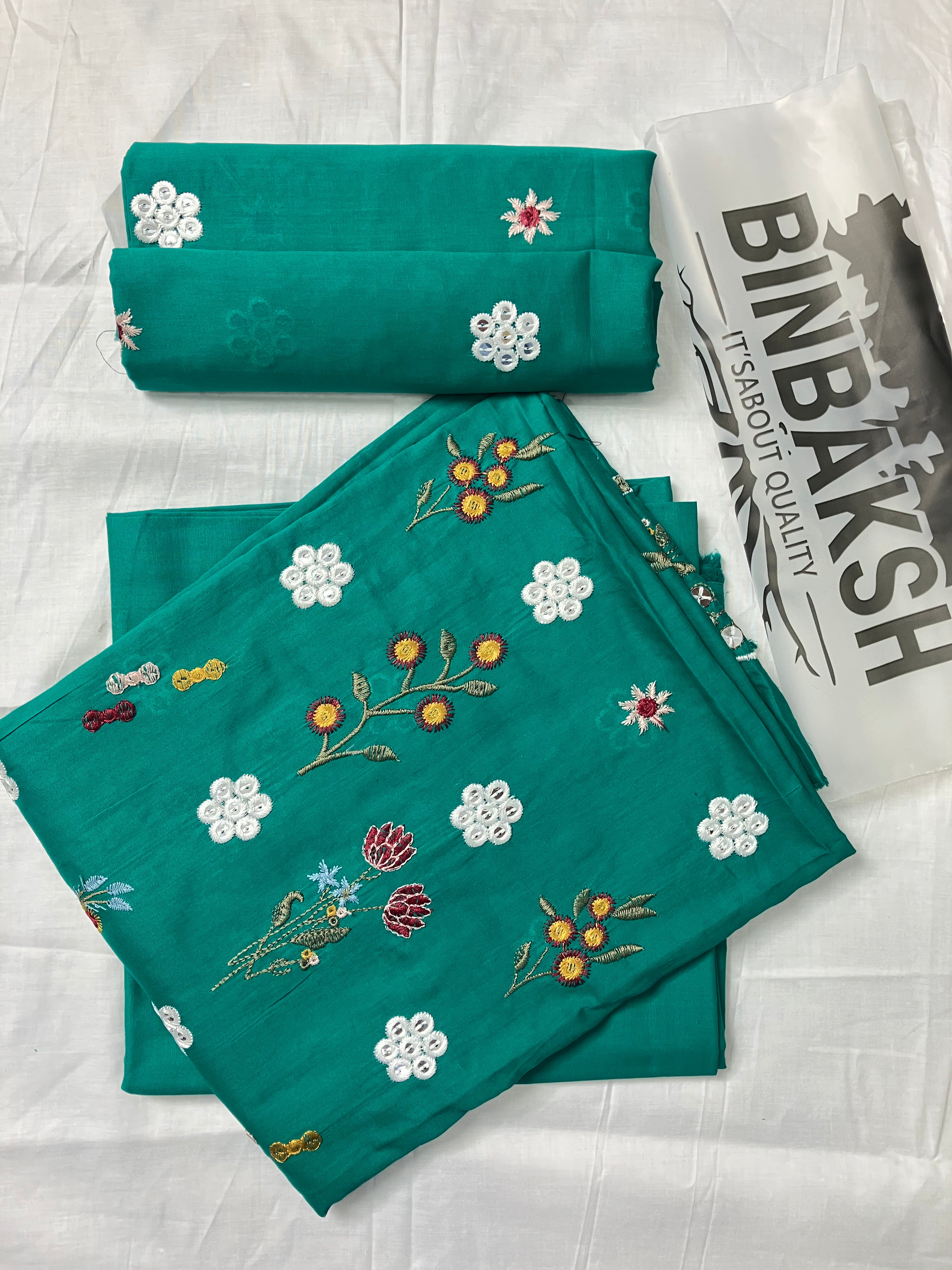 Bareeze Luxury 2 Piece Thread Embroidered Lawn Unstitched Suit (Sea Green)