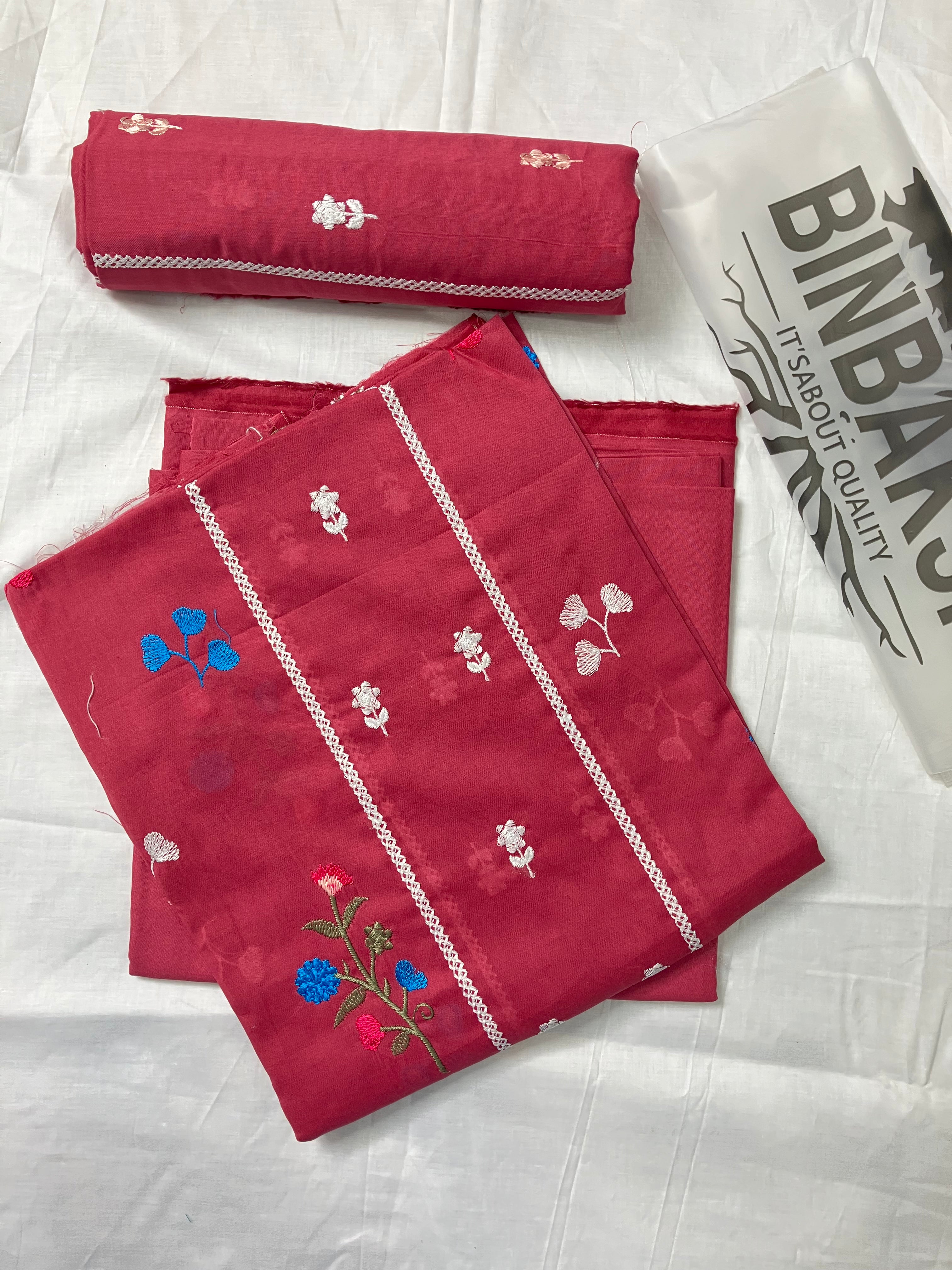 Bareeze Luxury 2 Piece Thread Embroidered Lawn Unstitched Suit (Tea Pink)