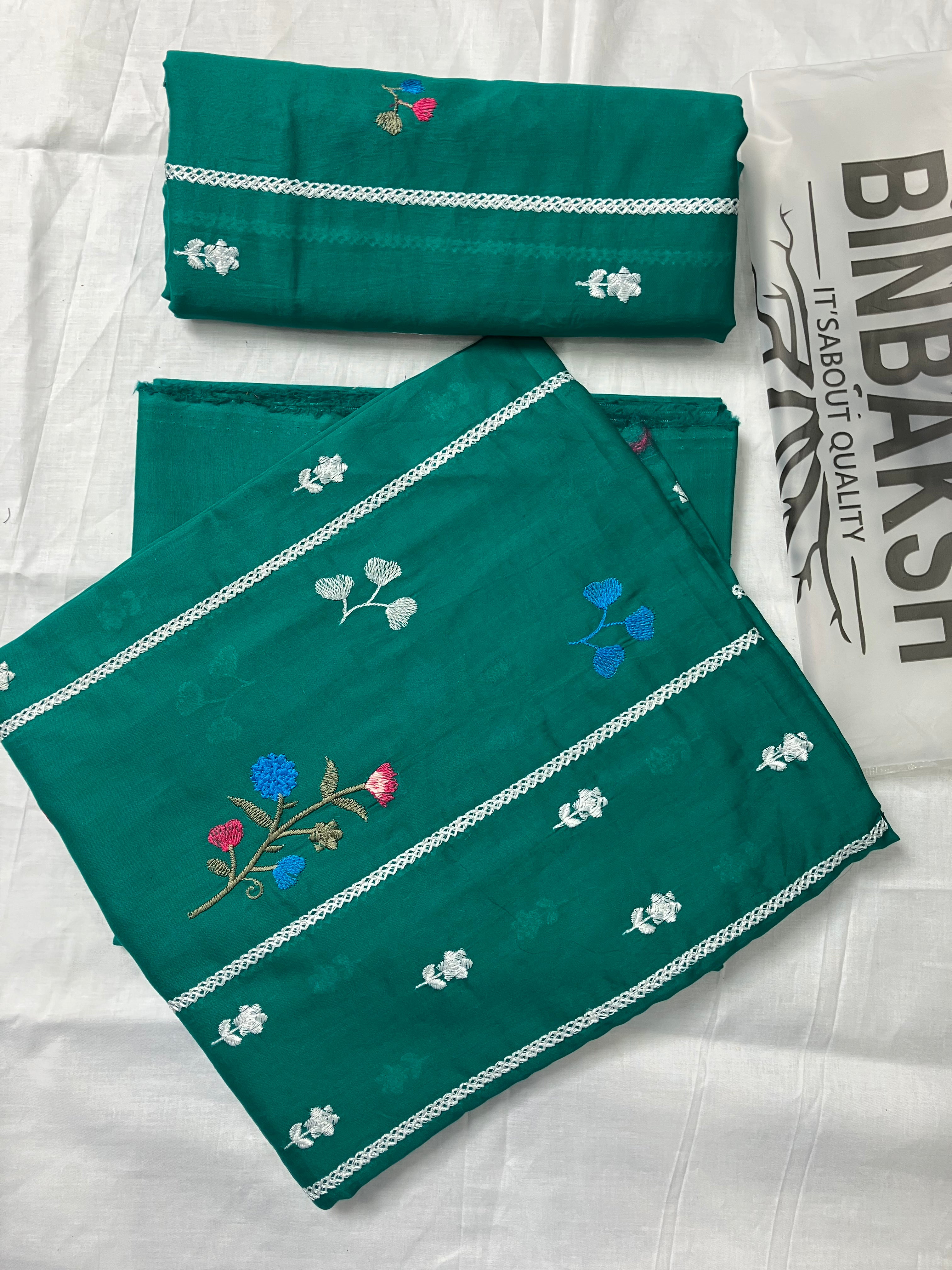 Bareeze Luxury 2 Piece Thread Embroidered Lawn Unstitched Suit (Sea Green)