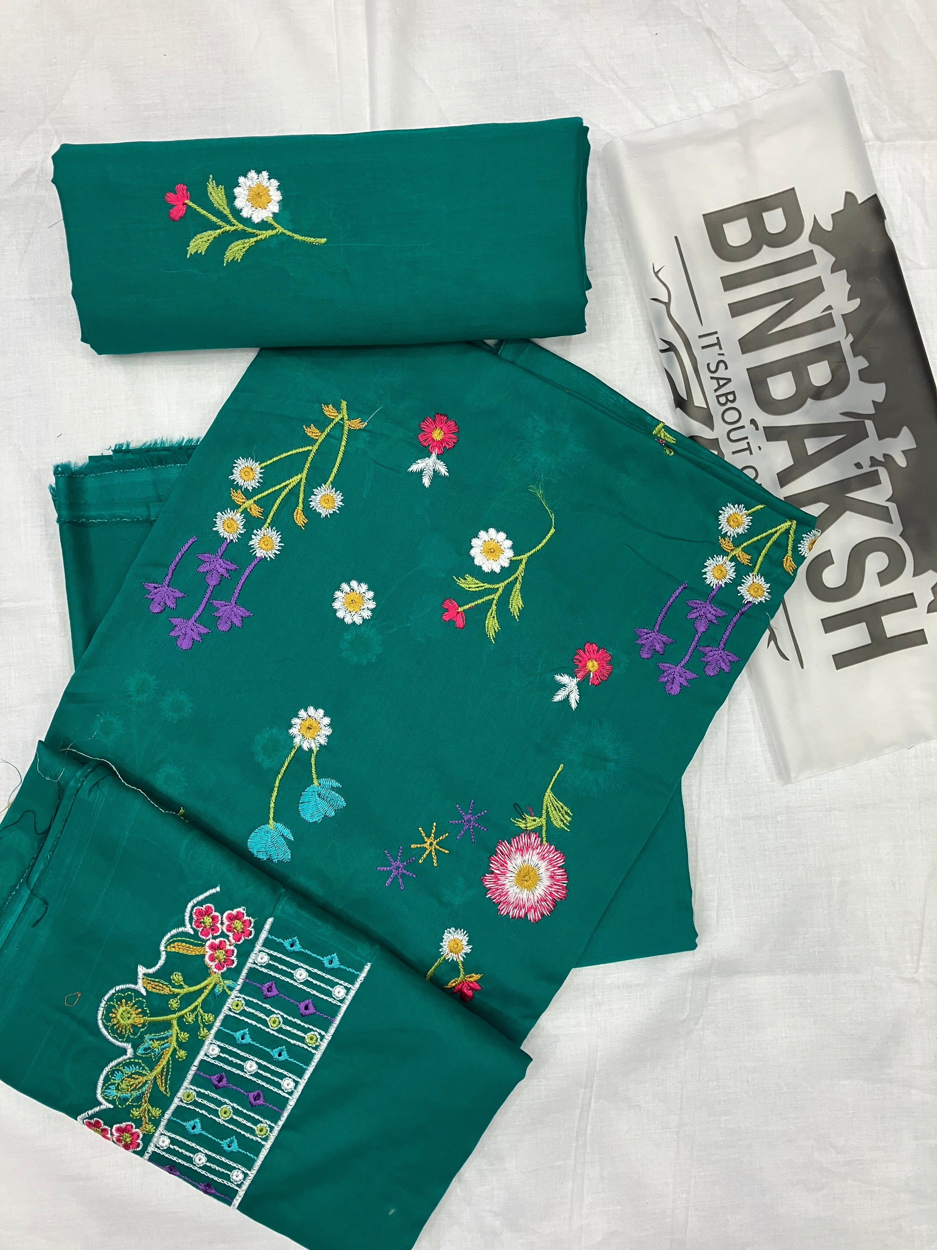 Bareeze Luxury 2 Piece Thread Embroidered Lawn Unstitched Suit (Sea Green)