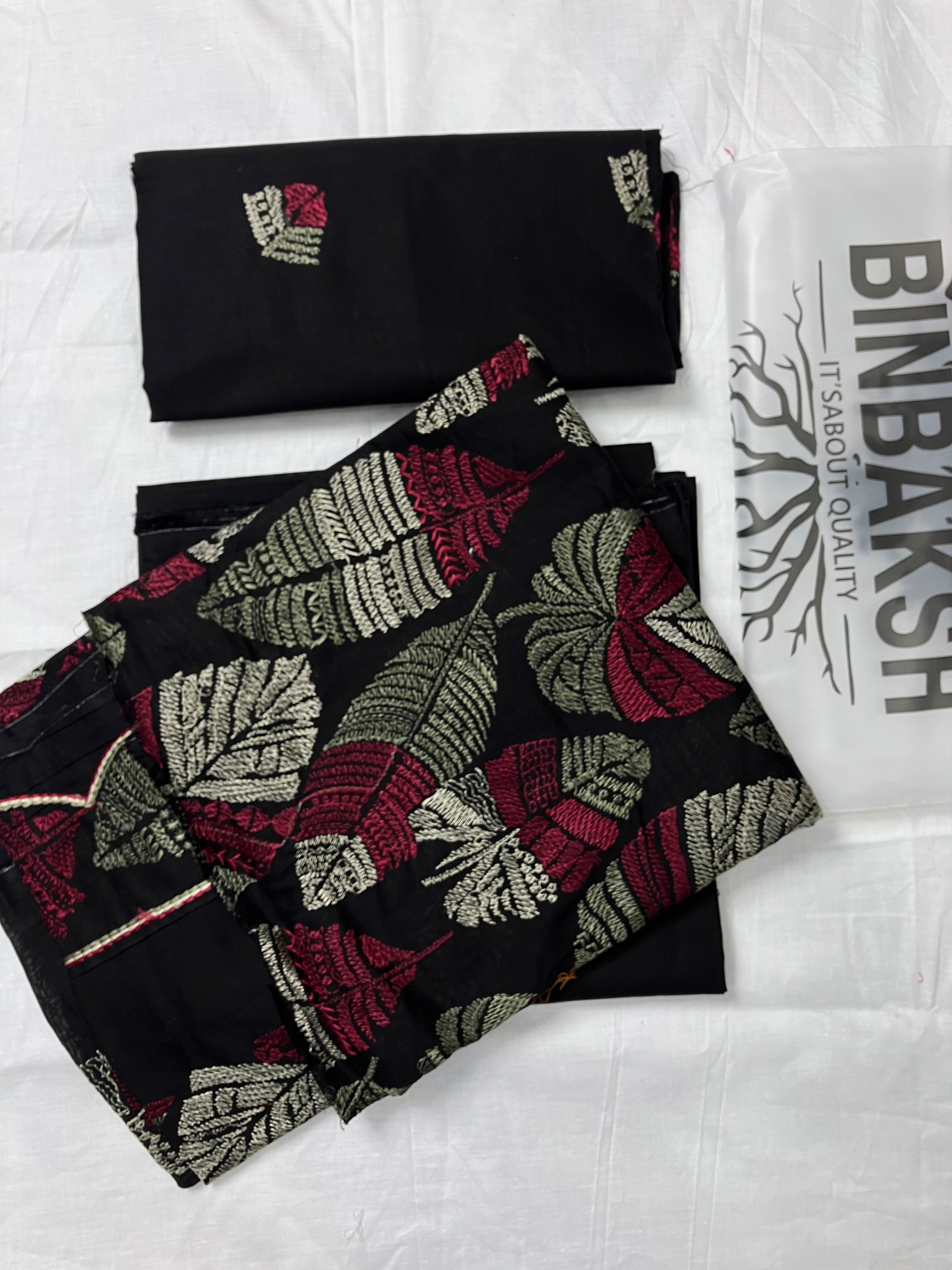 Bareeze Luxury 2 Piece Thread Embroidered Lawn Unstitched Suit (Black)
