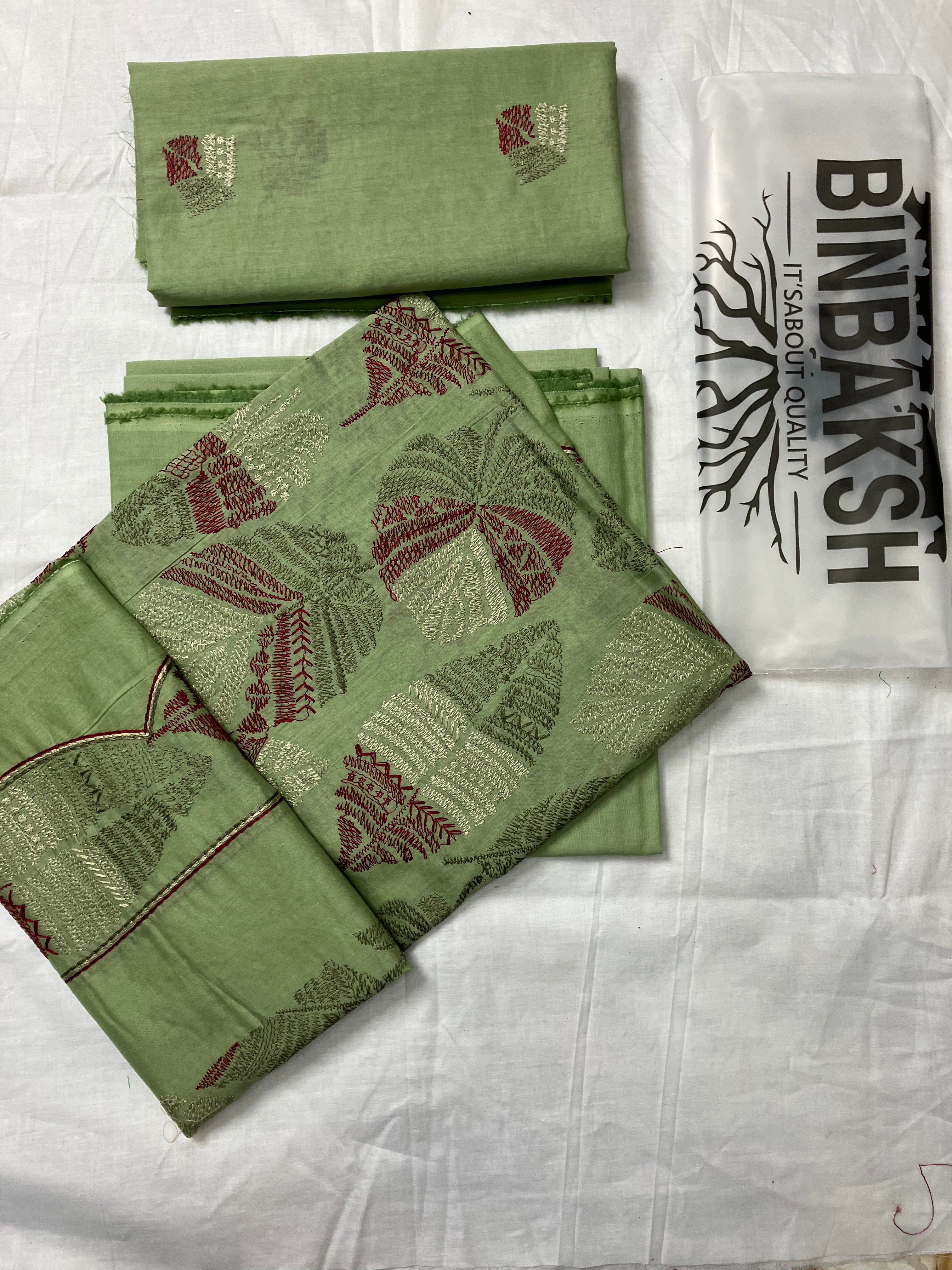 Bareeze Luxury 2 Piece Thread Embroidered Lawn Unstitched Suit (Pista)