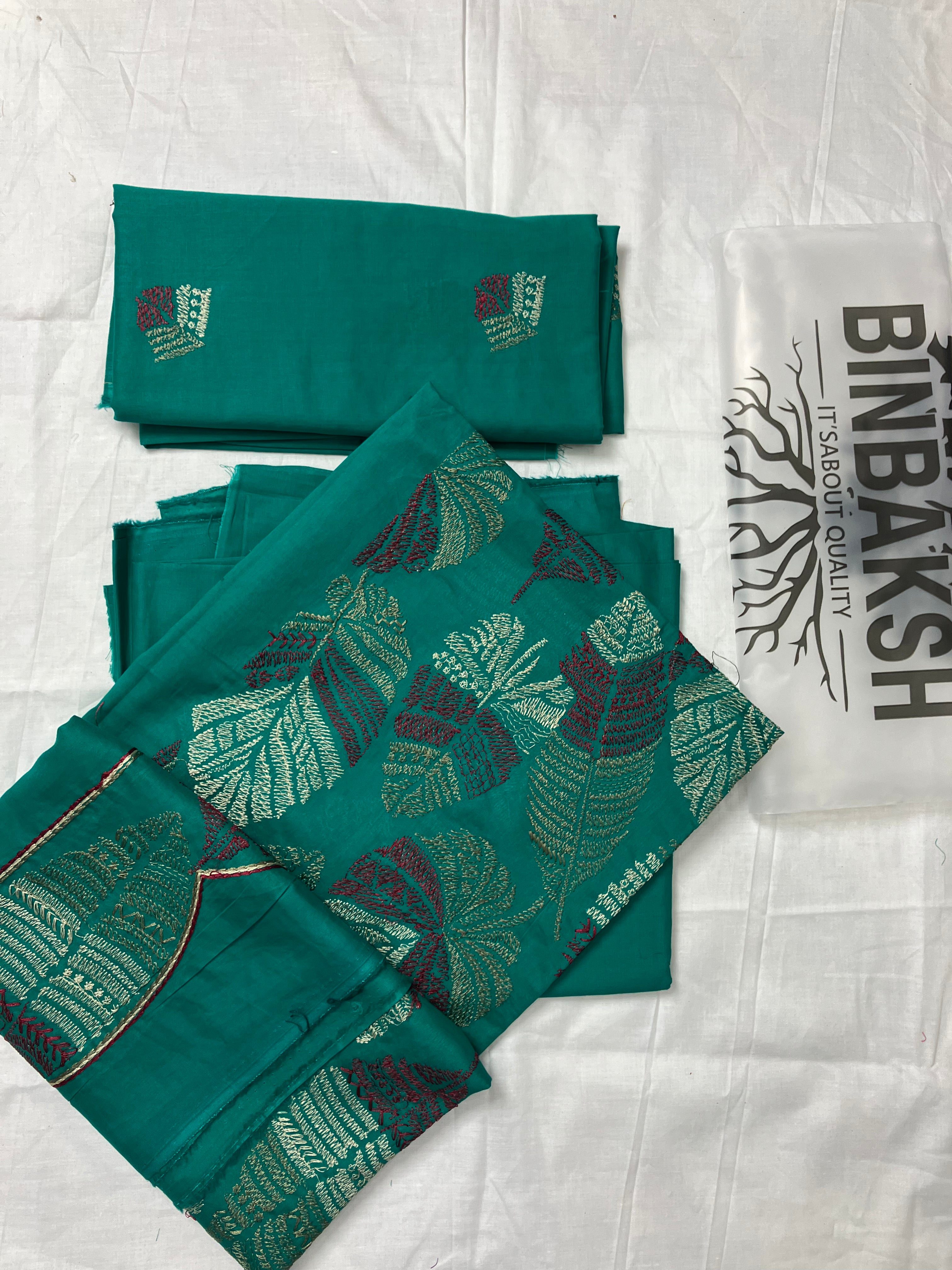 Bareeze Luxury 2 Piece Thread Embroidered Lawn Unstitched Suit (Sea Green)