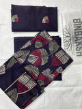 Bareeze Luxury 2 Piece Thread Embroidered Lawn Unstitched Suit (Navy Blue)