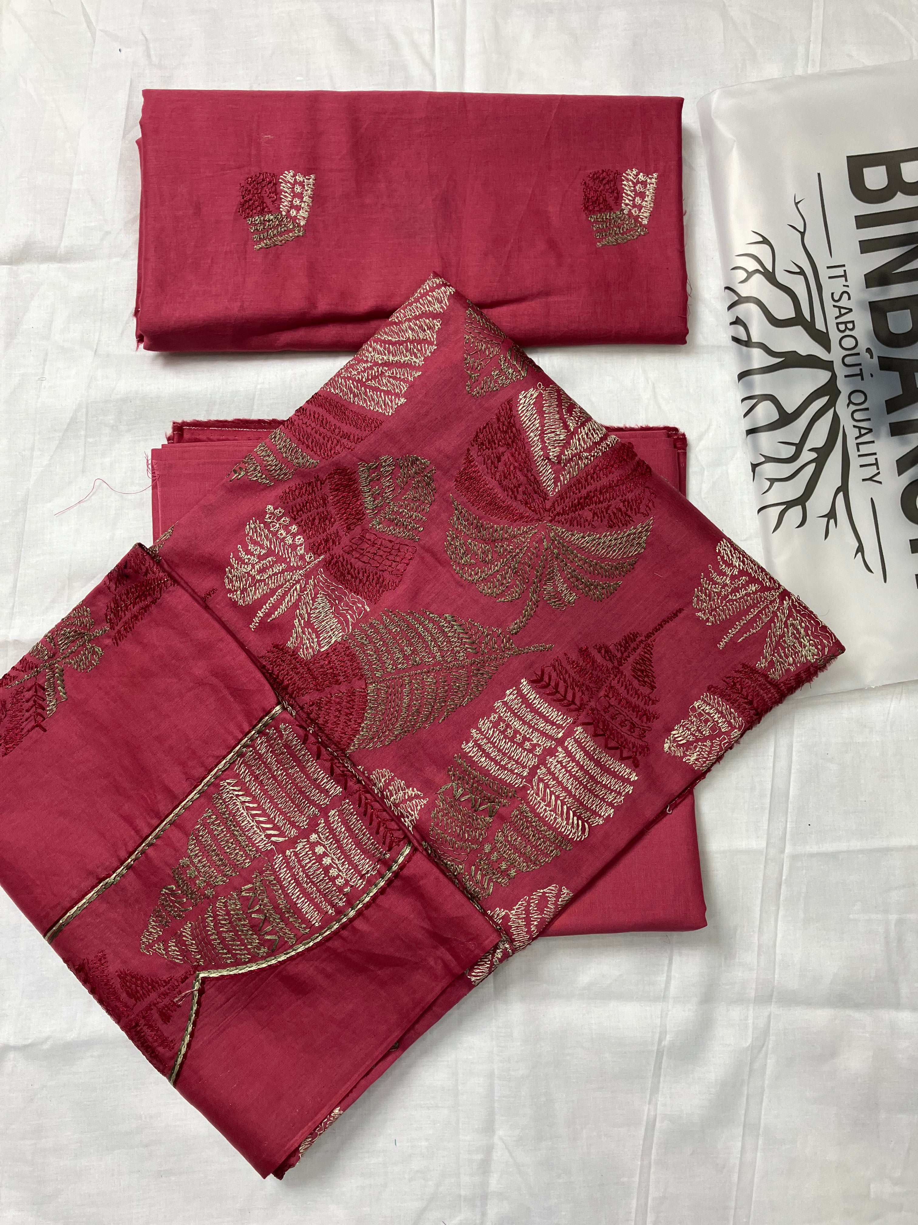 Bareeze Luxury 2 Piece Thread Embroidered Lawn Unstitched Suit (Tea Pink)