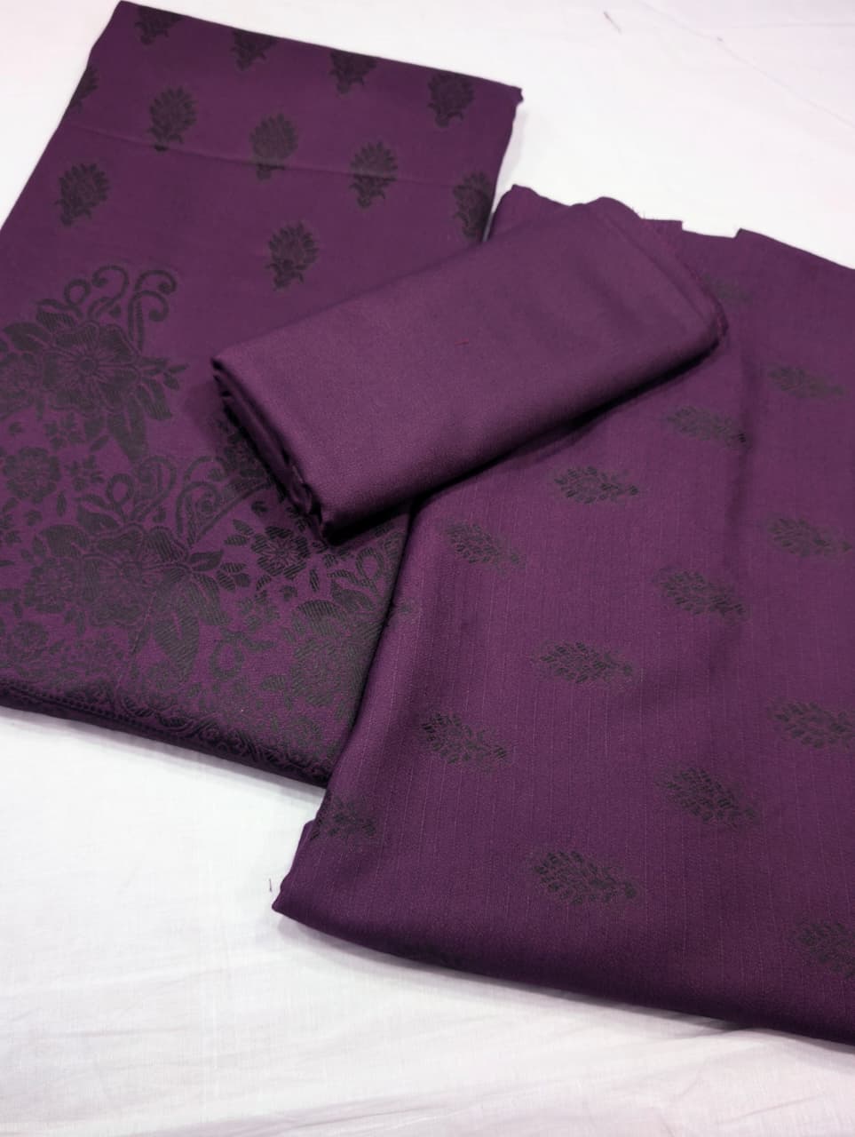Premium Marina Brosha Unstitched 3-Piece Suit with Shawl (Dark Purple)
