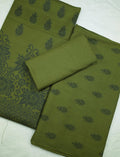 Premium Marina Brosha Unstitched 3-Piece Suit with Shawl (Mehendi Colour)