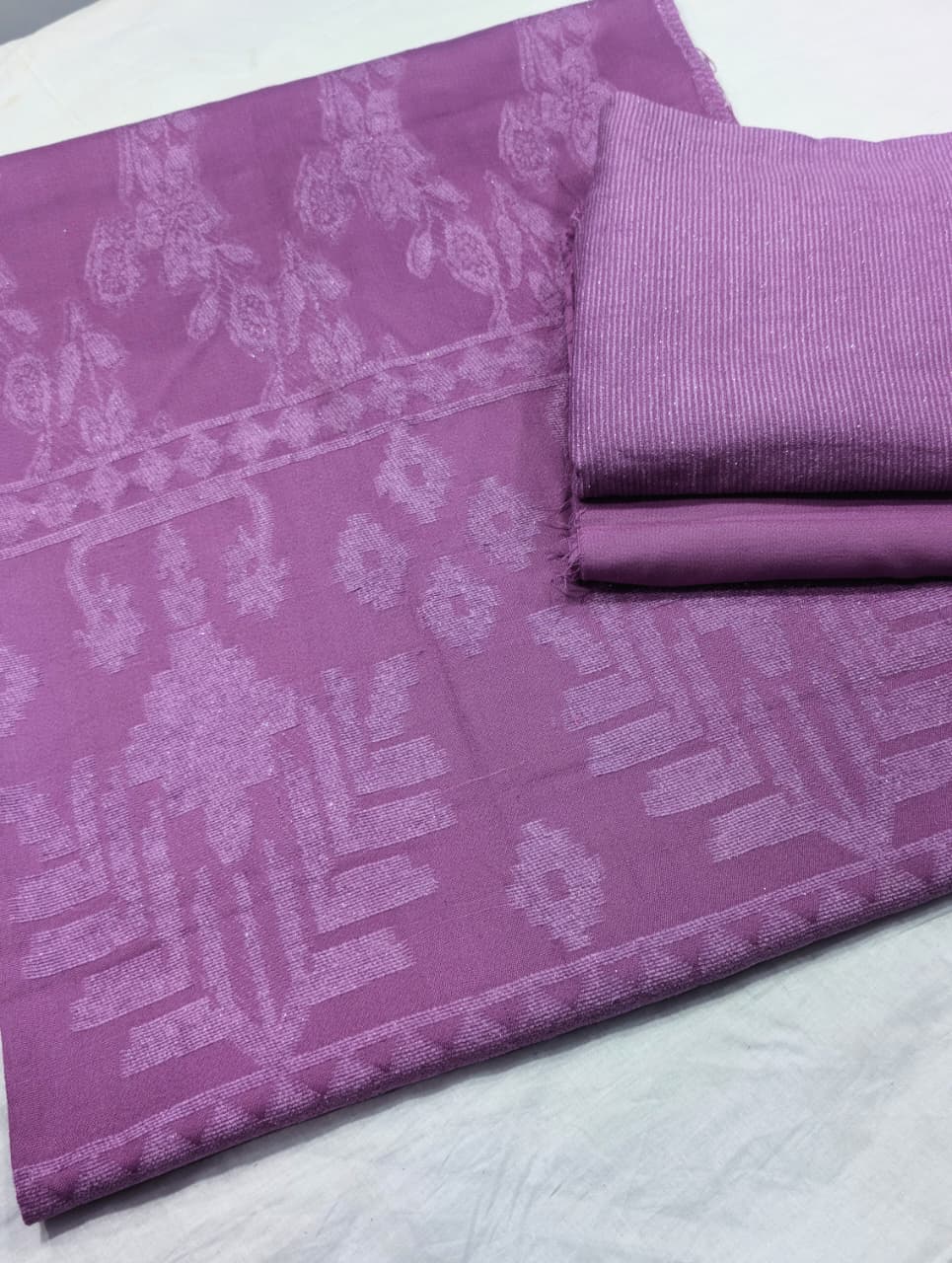 3PC PEACH WOOL VELVET EXPORT QUALITY WINTER COLLECTION 2026 (PURPLE LILAC)