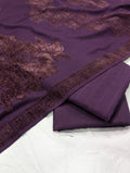 3PC MARINA SELF EMBOSSED WITH HIGH QUALITY RICH VELVET WOOL SHAWL LUXURIOUS WINTER COLLECTION (Dark Purple)