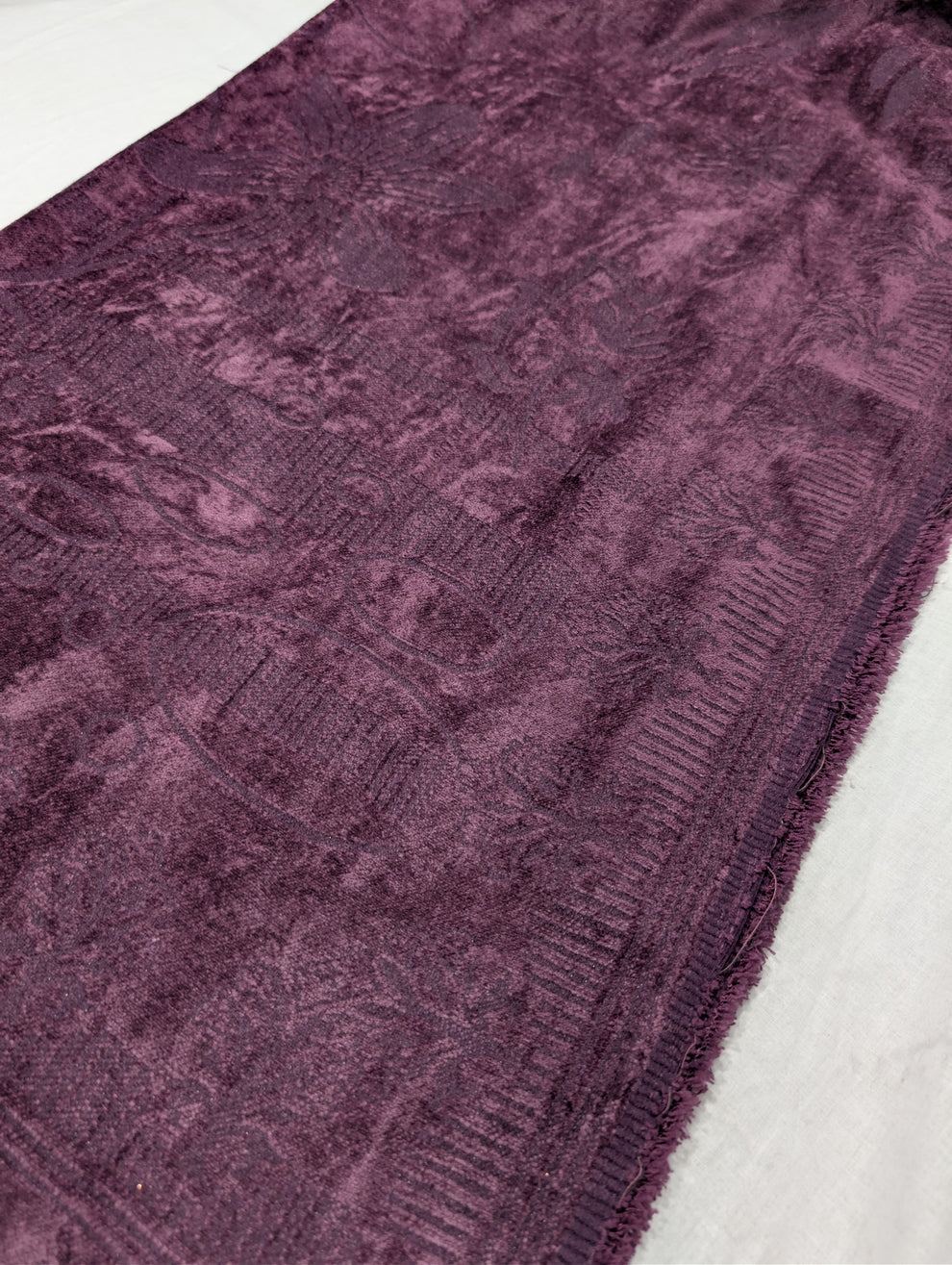3PC PEACH LEATHER WITH HIGH QUALITY SELF DESIGN FLUFFY VELVET SHAWL EXPORT QUALITY WINTER COLLECTION (Dark Purple Colour)