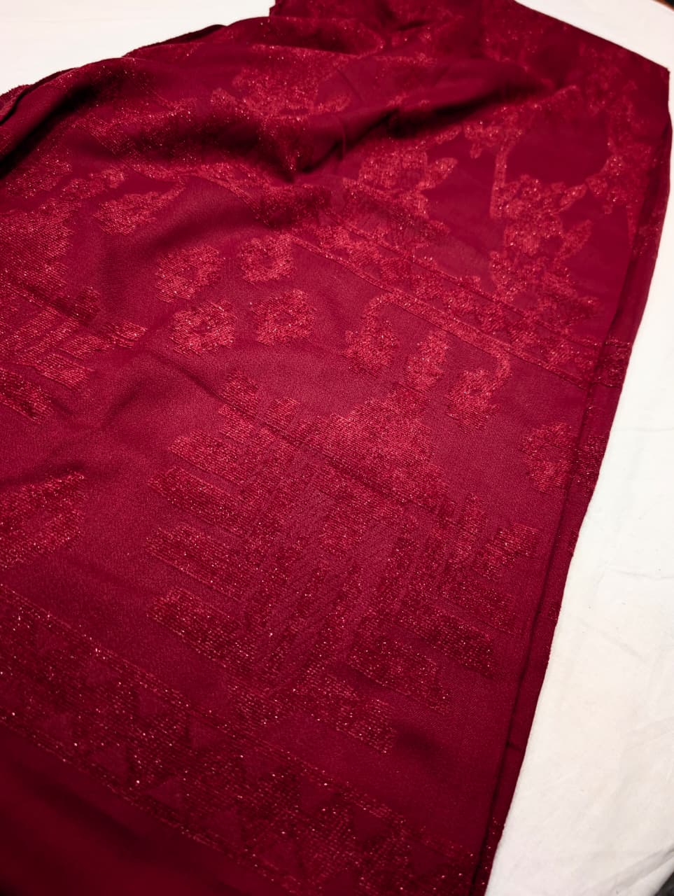 3PC PEACH WOOL VELVET EXPORT QUALITY WINTER COLLECTION 2026 (MEHROON)