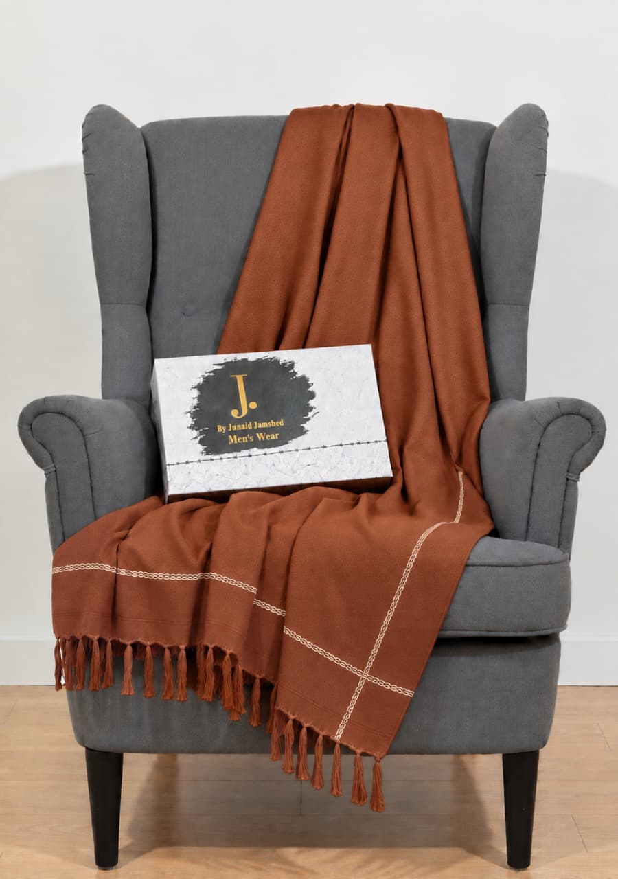 J. Junaid Jamshed Premium Men’s Winter Shawl – With Premium 🎁Gift 📦Box Pure Suti Woollen