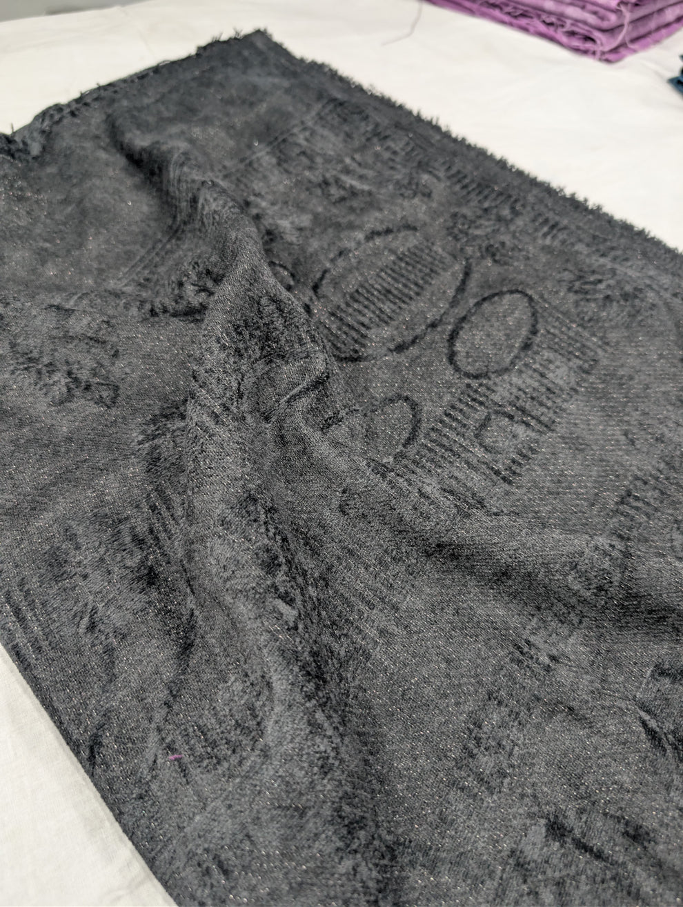 3PC PEACH LEATHER WITH HIGH QUALITY SELF DESIGN FLUFFY VELVET SHAWL EXPORT QUALITY WINTER COLLECTION  (Jet Black Colour)