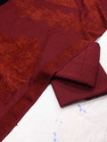 3PC MARINA SELF EMBOSSED WITH HIGH QUALITY RICH VELVET WOOL SHAWL LUXURIOUS WINTER COLLECTION (Mehroon Colour)