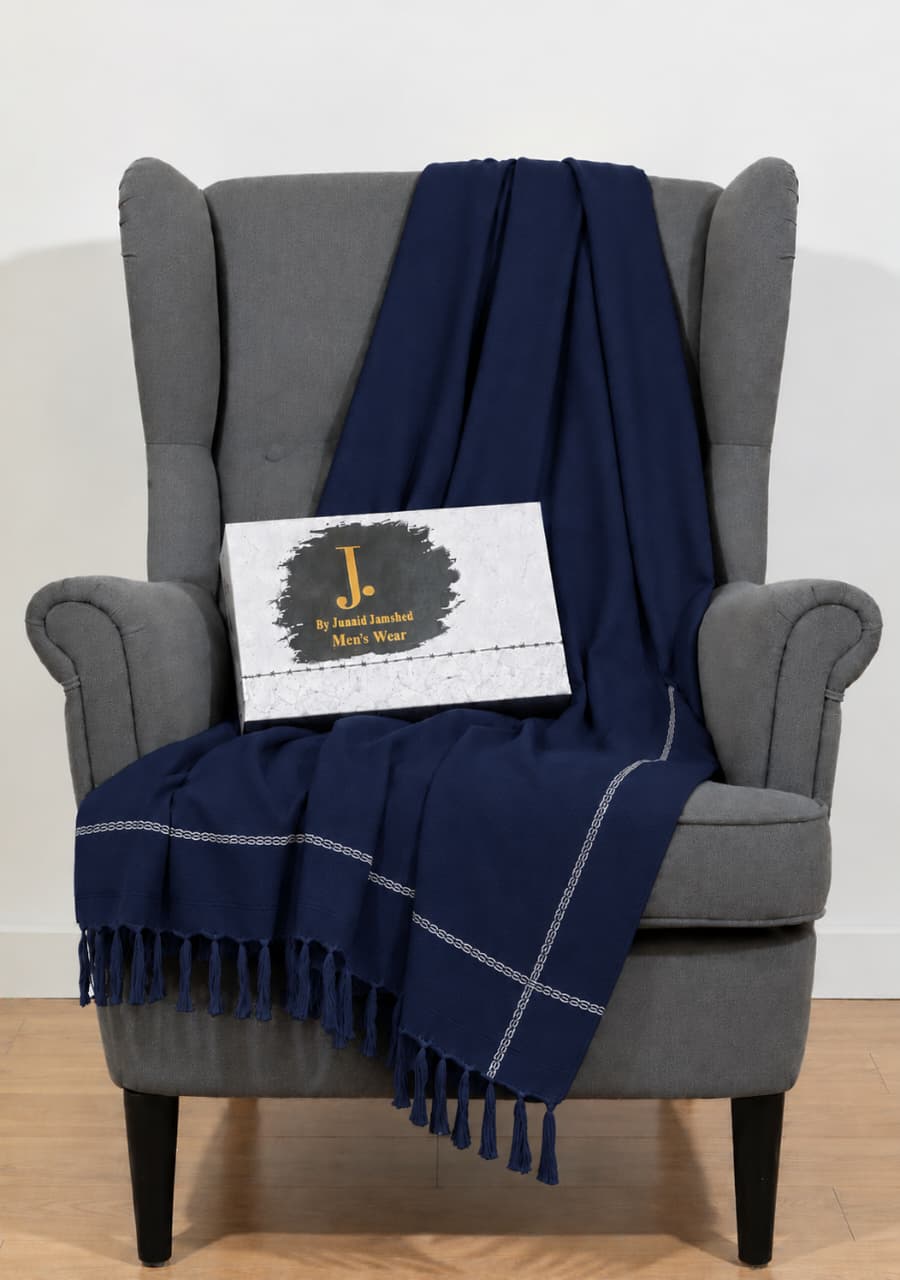 J. Junaid Jamshed Premium Men’s Winter Shawl – With Premium 🎁Gift 📦Box Pure Suti Woollen