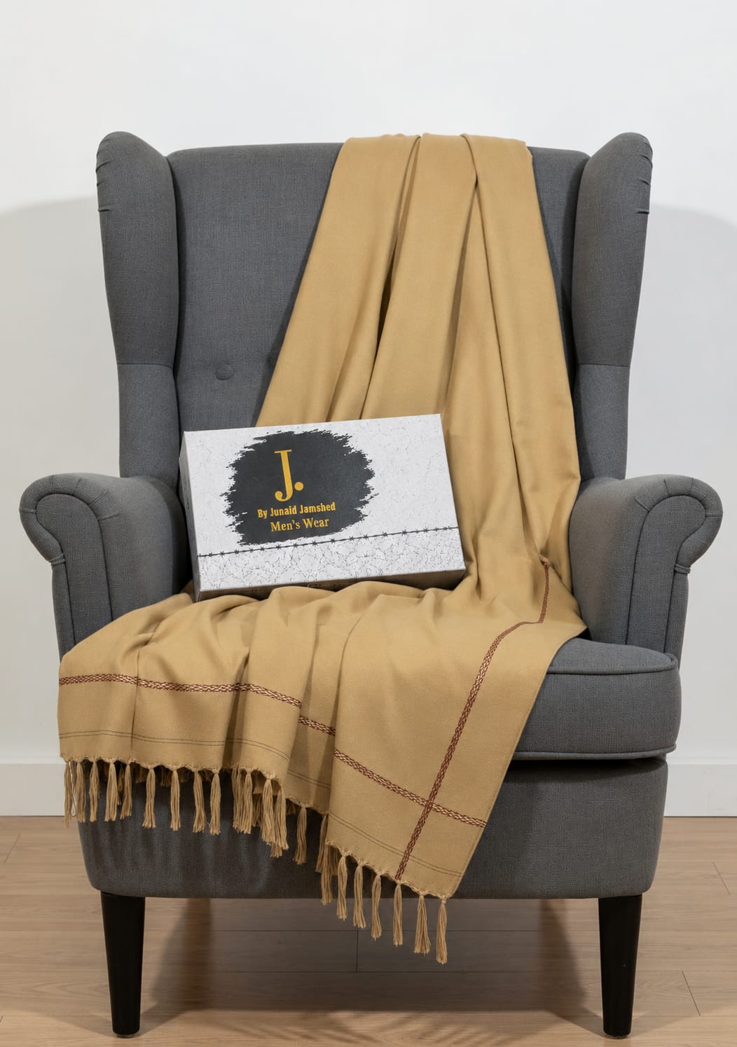 J. Junaid Jamshed Premium Men’s Winter Shawl – With Premium 🎁Gift 📦Box Pure Suti Woollen