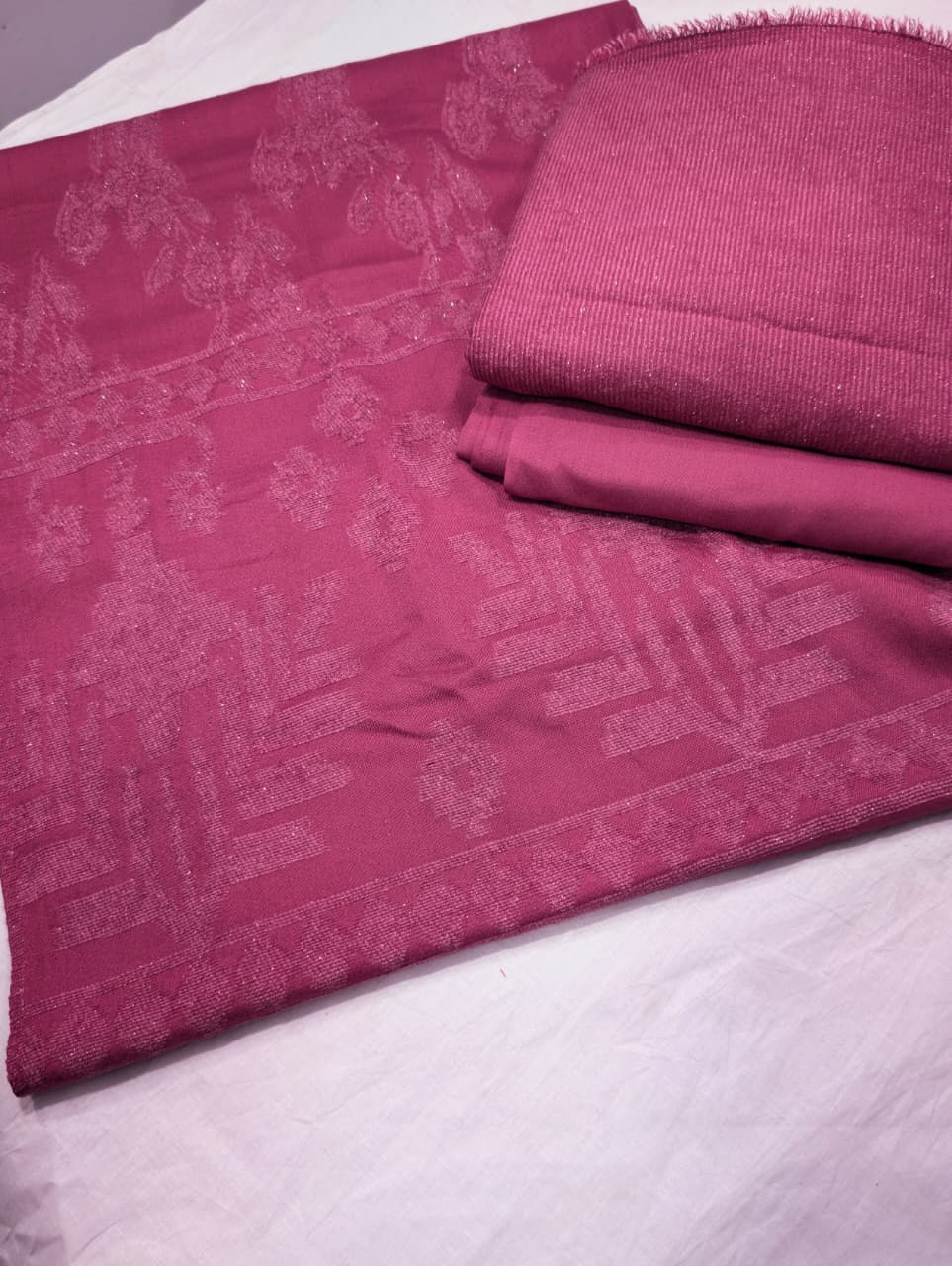 3PC PEACH WOOL VELVET EXPORT QUALITY WINTER COLLECTION 2026 (ROSE PINK)