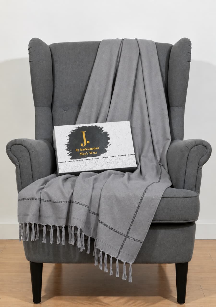 J. Junaid Jamshed Premium Men’s Winter Shawl – With Premium 🎁Gift 📦Box Pure Suti Woollen