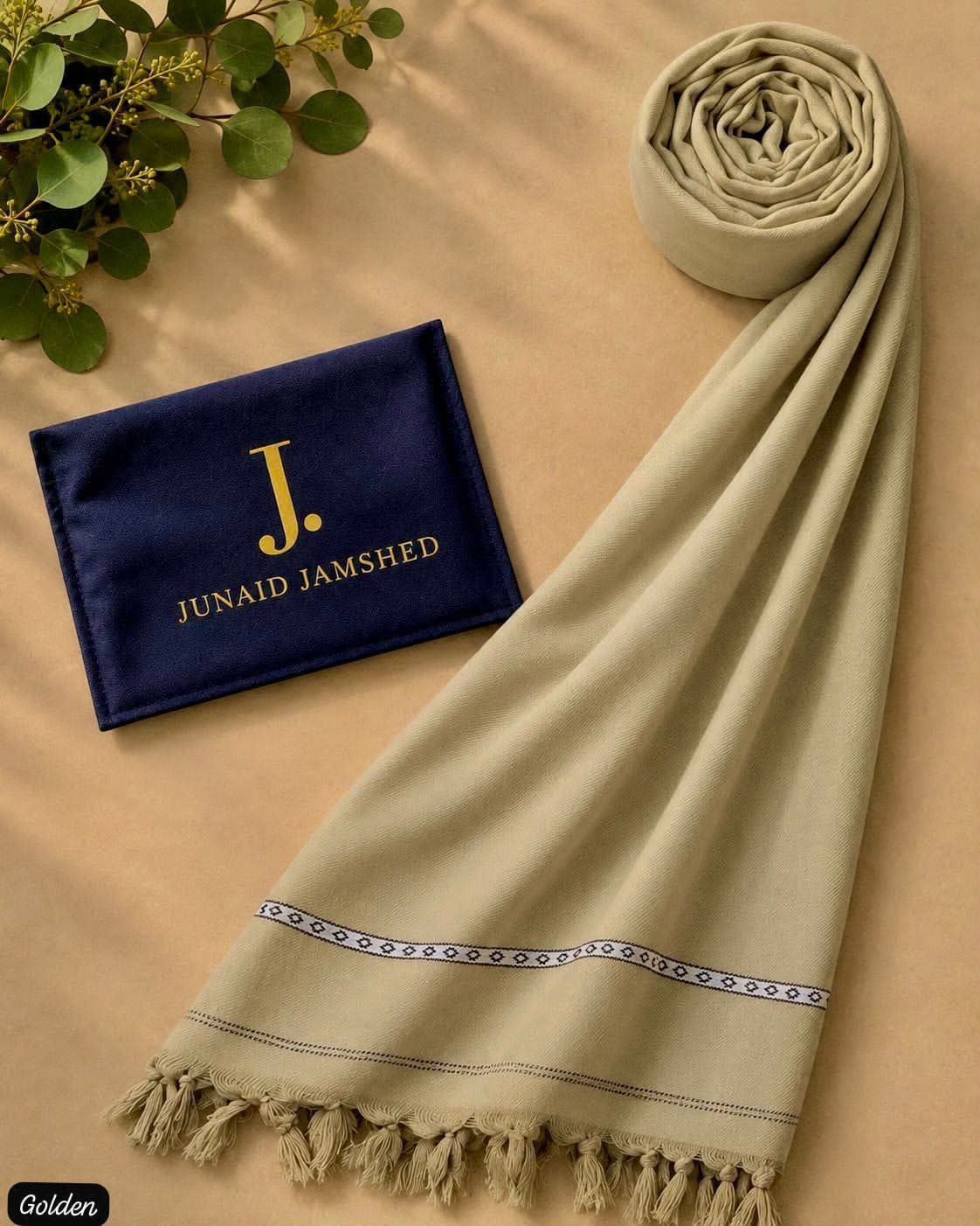J. Junaid Jamshed Premium Men’s Winter Shawl – Pure Suti Woollen (Golden Colour)