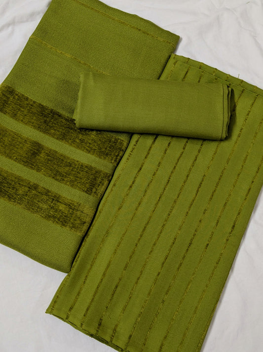 ALPINE ZARI VELVET DHANAK 3PC – Luxury Winter Collection Grass Green Colour