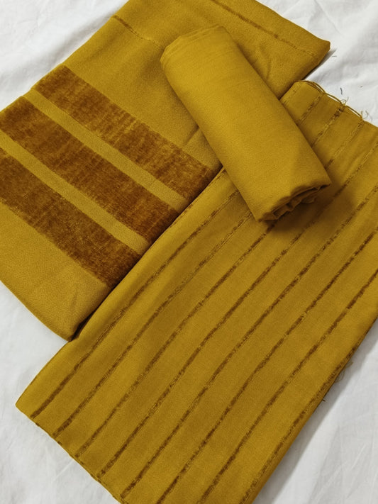 ALPINE ZARI VELVET DHANAK 3PC – Luxury Winter Collection Mustard Colour